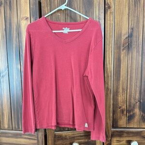 Carhartt Red V-Neck Long Sleeve Shirt